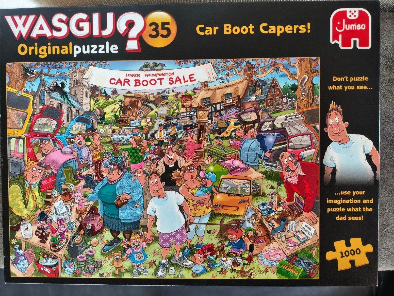WASGIJ? Original 35 Car Boot Capers! Legpuzzel 1000 stukjes, Hobby en Vrije tijd, Denksport en Puzzels, Ophalen of Verzenden, 500 t/m 1500 stukjes