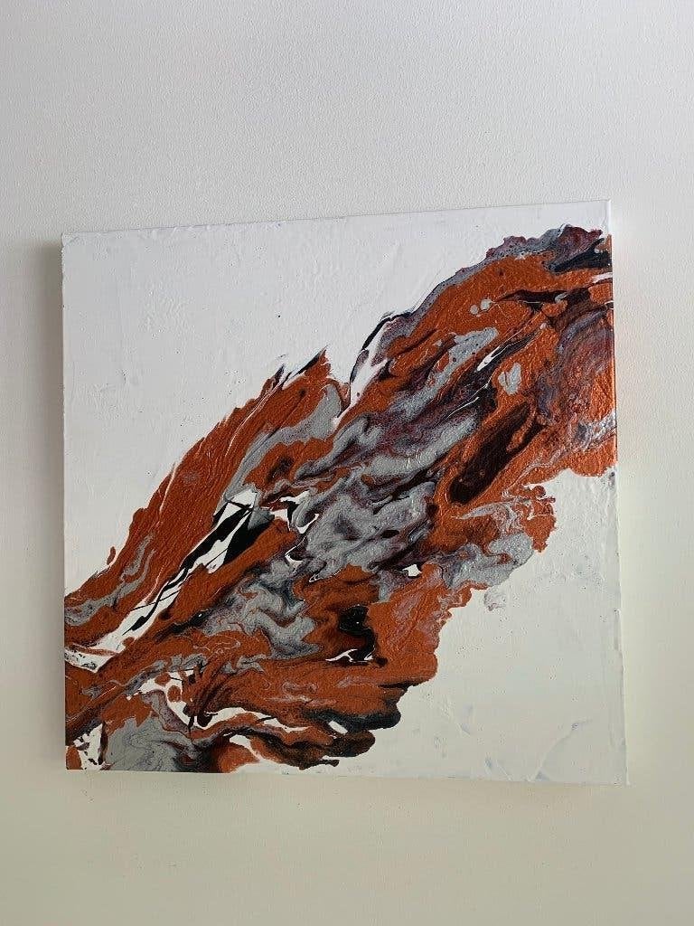 Twee unieke moderne olieverf schilderijen op canvas, Gebruikt, Eigen ontwerp, Meerkleurig, Wandbord of Wandpaneel