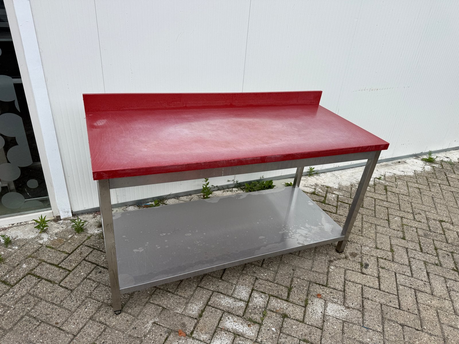 RVS Werktafel Snijblad slagerij wupetmarkt horeca snijtafel, Ophalen, Gebruikt