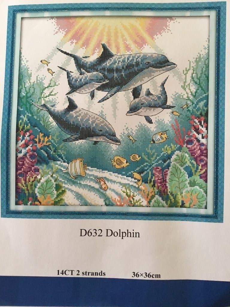Borduurpakket compleet Dolfijnen 36 x 36cm, Ophalen of Verzenden, Nieuw, Borduurpakket