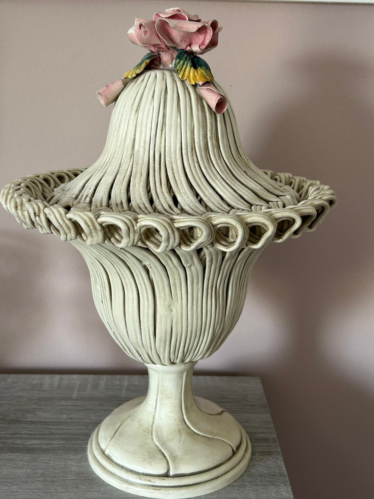 Vintage italiaanse Bassano dekselvaas, Ophalen of Verzenden