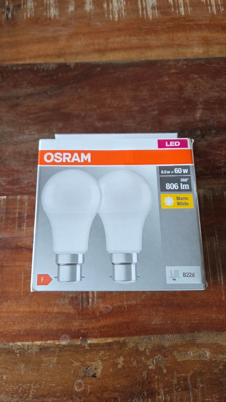 Nieuw. Osram LED lampen B22d bajonet fitting 8.5W (60W) Warm, Ophalen of Verzenden, Nieuw, B22 (Bajonetsluiting), Osram