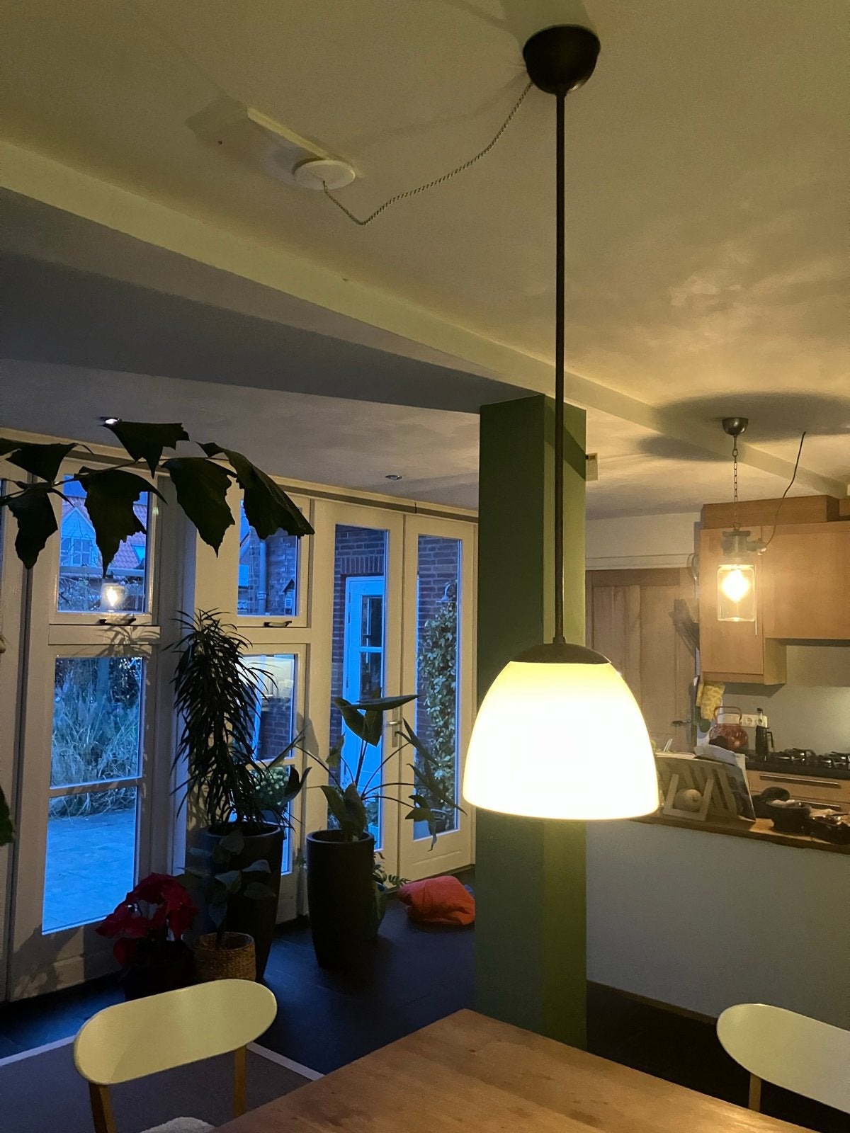 Vintage Schoollamp Jaren '30 - Opaal Glas, Ophalen of Verzenden