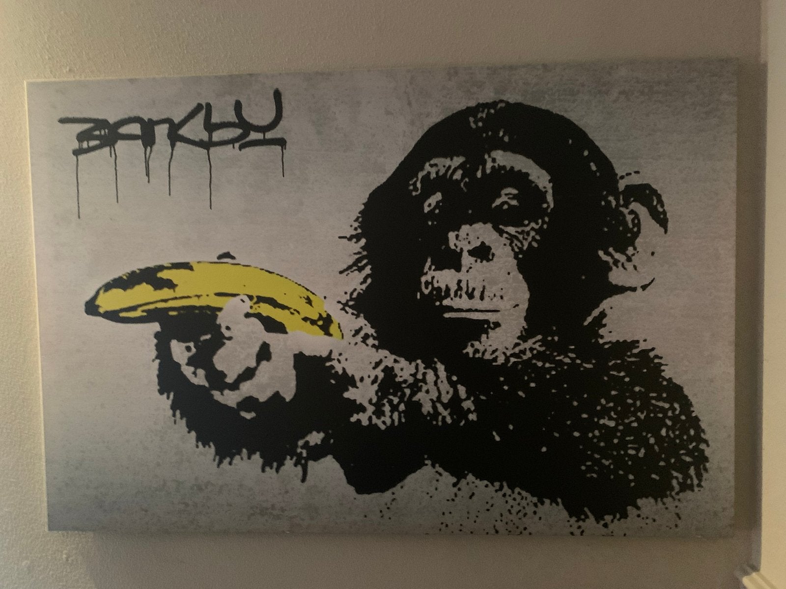 Banksy Apen Canvas Schilderij - 150x75cm, Ophalen of Verzenden, Dieren, Print, Op houten frame
