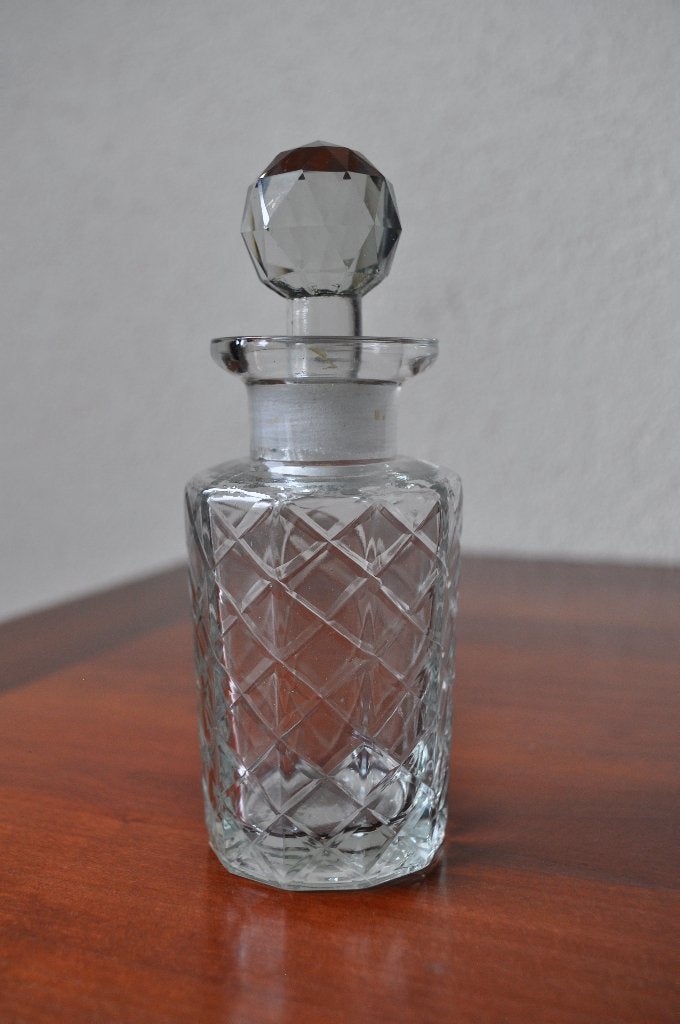 Vintage Flesje Parfumflesje Facet Geslepen Glas 17 cm, Antiek en Kunst, Curiosa en Brocante, Ophalen of Verzenden