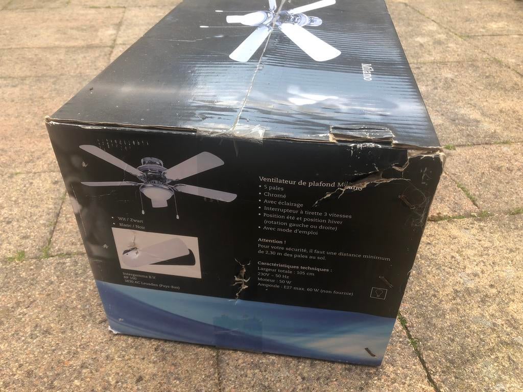 Nieuwe plafond ventilator in niet geopende doos, Ophalen of Verzenden, Nieuw, Plafondventilator