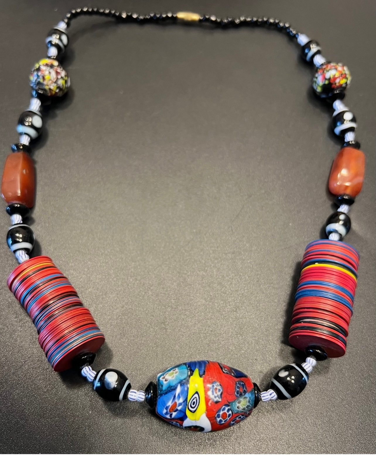 Oude Afrikaanse Krobo tribal millefiori ketting, Ophalen of Verzenden, Overige materialen, Ketting