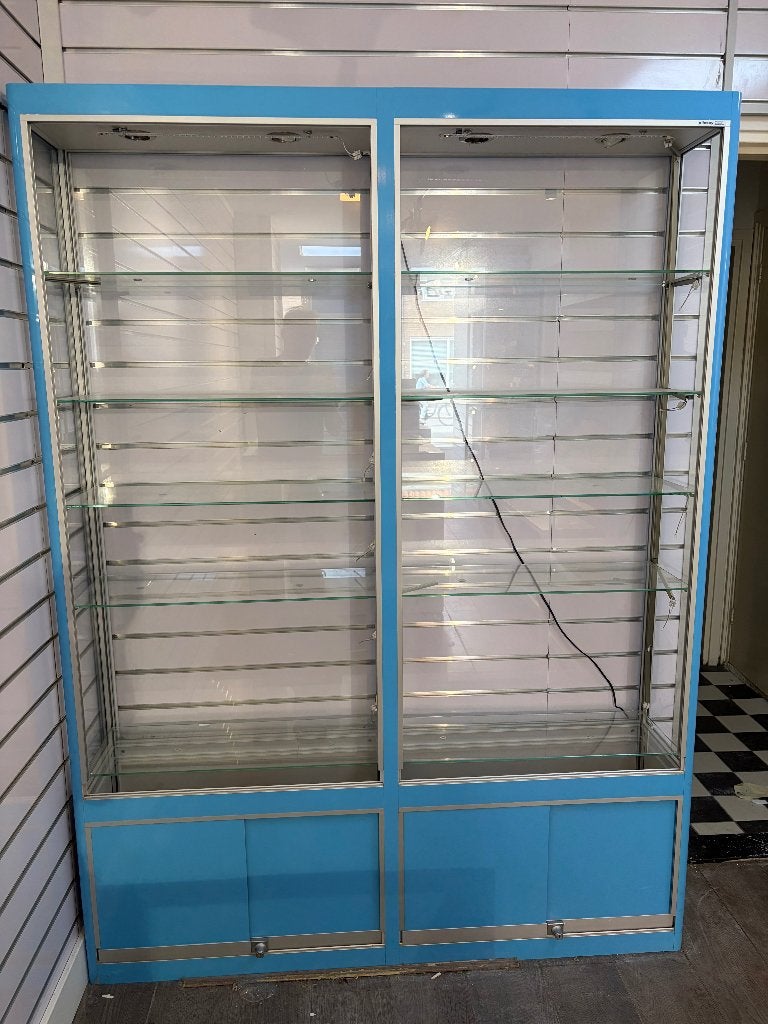 winkelvitrinetoonbanken & vitrinekasten te koop, Huis en Inrichting, Kasten | Vitrinekasten, Ophalen, Gebruikt, 100 tot 150 cm