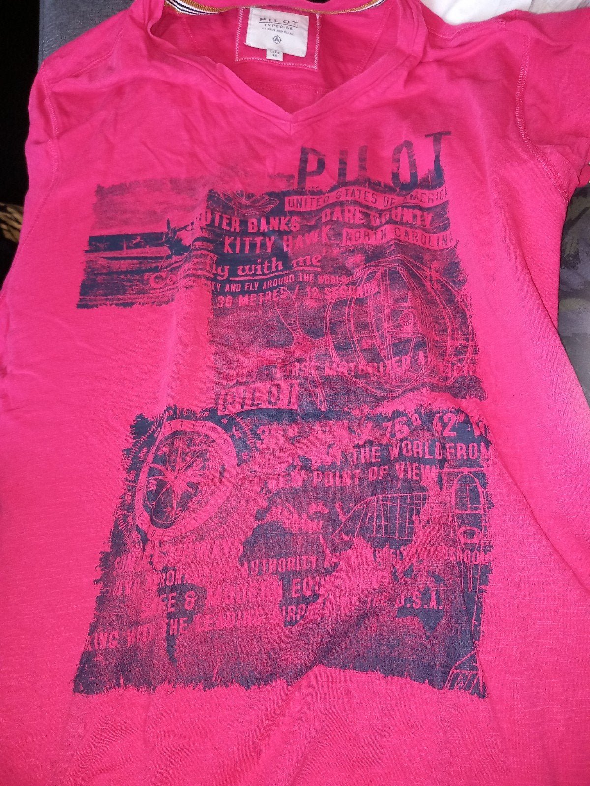 Pilot T-shirt Maat M - Roze met print, Pilot, Maat 48/50 (M), Ophalen of Verzenden, Roze
