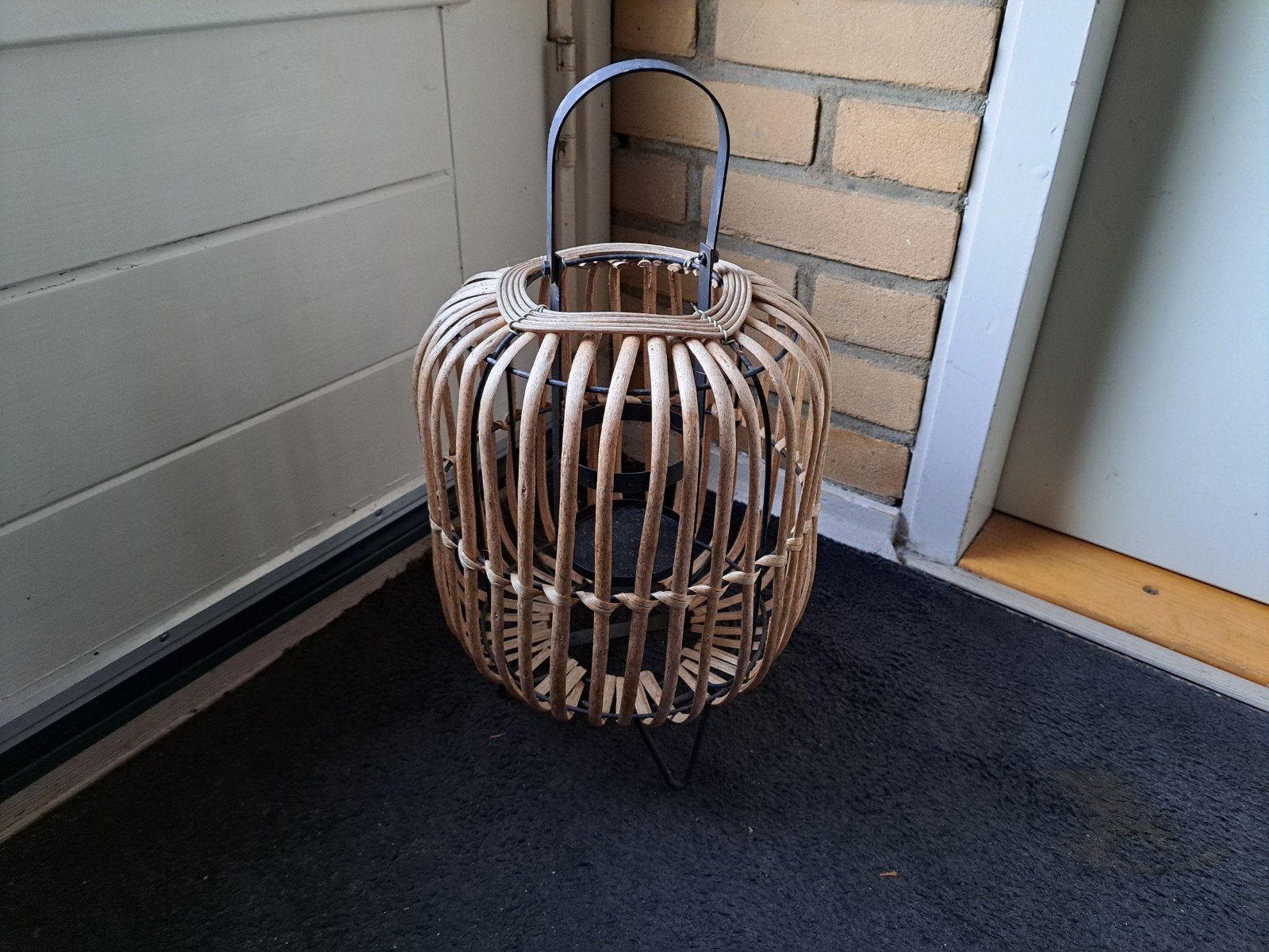 mooie grote rieten windlicht, Ophalen, Zo goed als nieuw