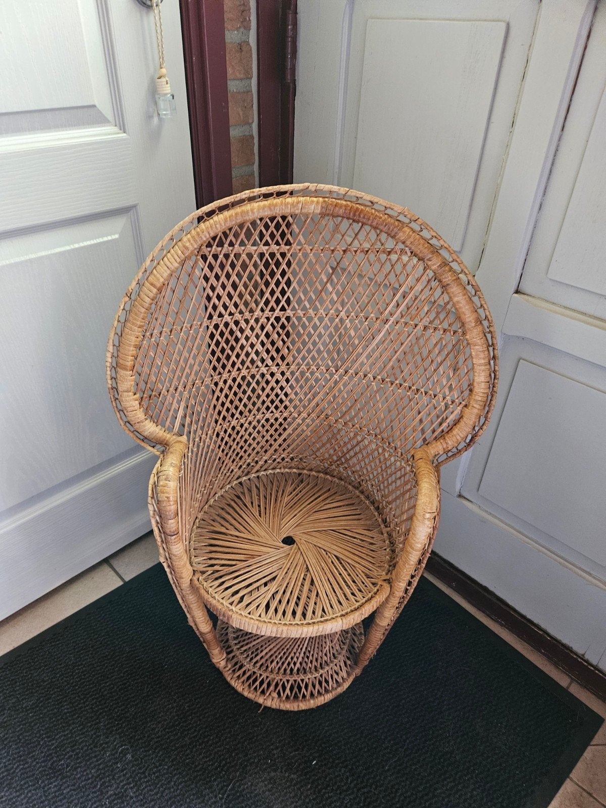 Vintage rotan pauwenstoel - kinderformaat, Ophalen