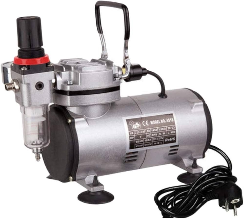 Airbrush compressor met spuitpistool en accessoires, Doe-het-zelf en Verbouw, Ophalen, Zo goed als nieuw