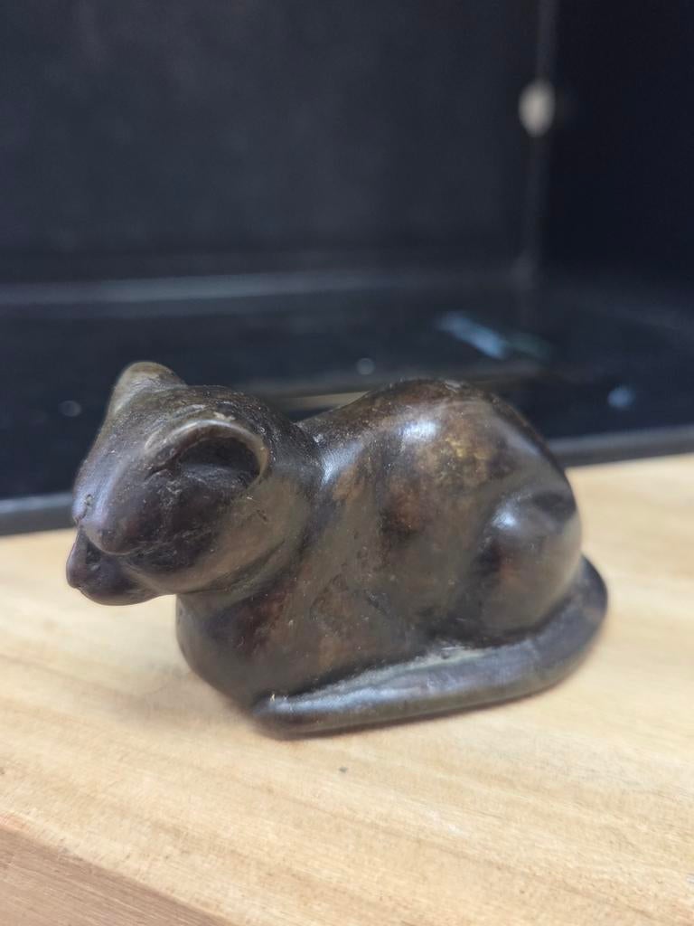Vintage Bronzen Kat Beeldje - Decoratief en Uniek, Ophalen of Verzenden