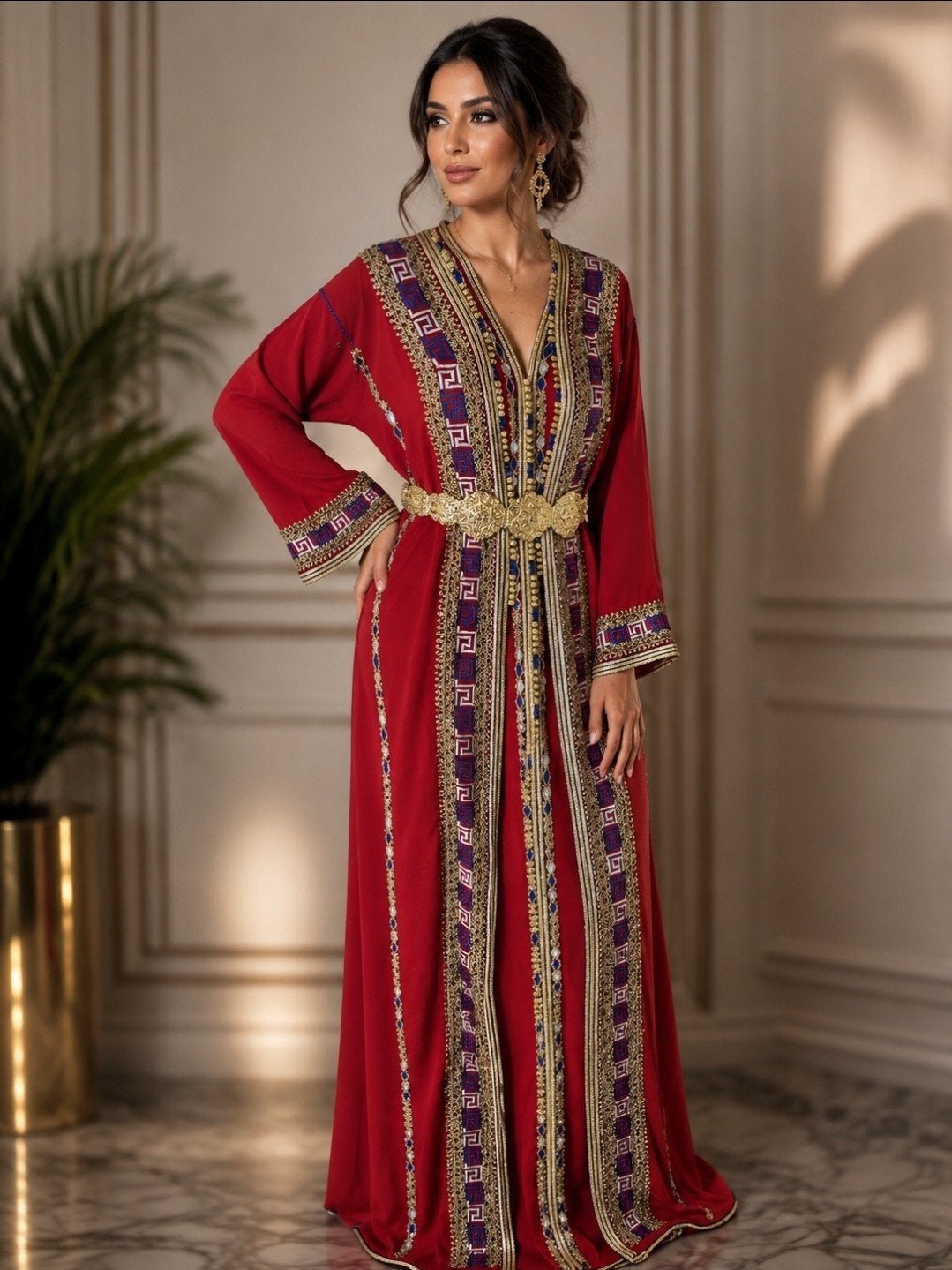 Rode Marokkaanse jurk takchita, Kleding | Dames, Gelegenheidskleding, Overige typen, Maat 46/48 (XL) of groter, Nieuw, Ophalen of Verzenden