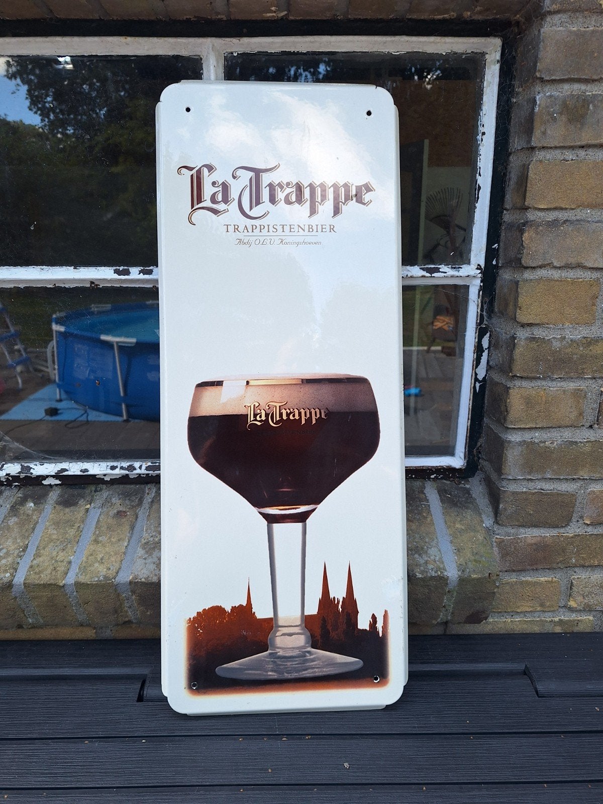 Mooi emaille reclamebord La Trappe trappistenbier, Ophalen of Verzenden, Zo goed als nieuw, Reclamebord, Plaat of Schild, La Trappe