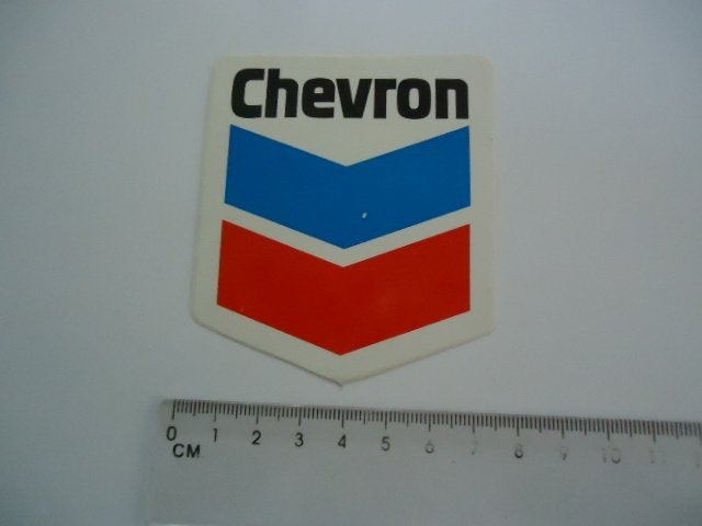 sticker oud CHEVRON OIL logo tanken tankstation pomp retro, Verzenden, Zo goed als nieuw, Bedrijf of Vereniging