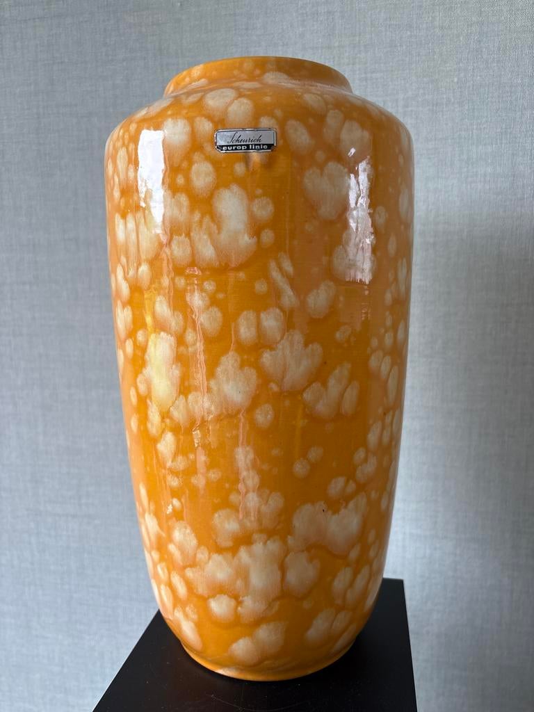 Vintage West Germany Vaas 517-38 Warmgeel Gevlekt Scheurich, Ophalen