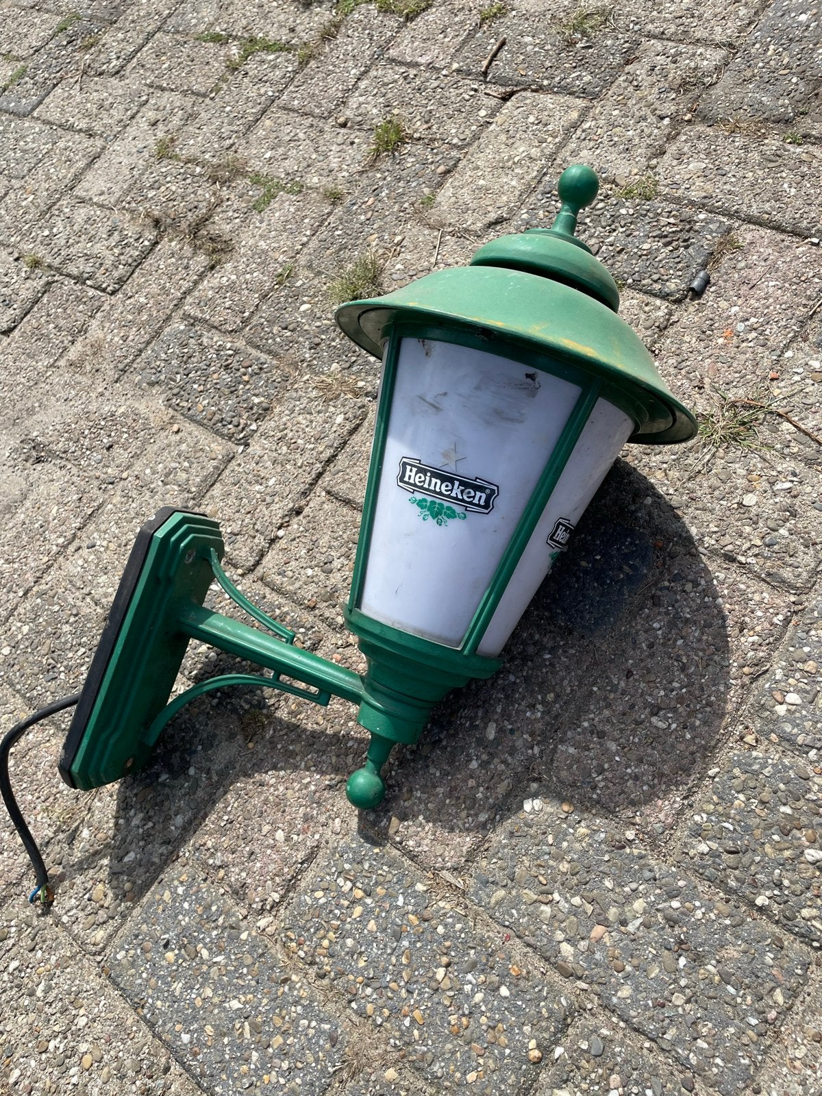 Heineken buitenlamp - Groene wandlamp, Metaal, Overige merken, Gebruikt, Ophalen of Verzenden