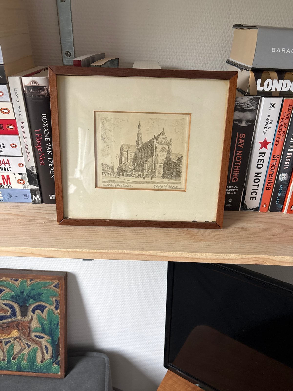 Ets Grote Kerk Haarlem - Gesigneerd George Keens, Ets, Stadsgezicht, Ophalen of Verzenden, Gesigneerd