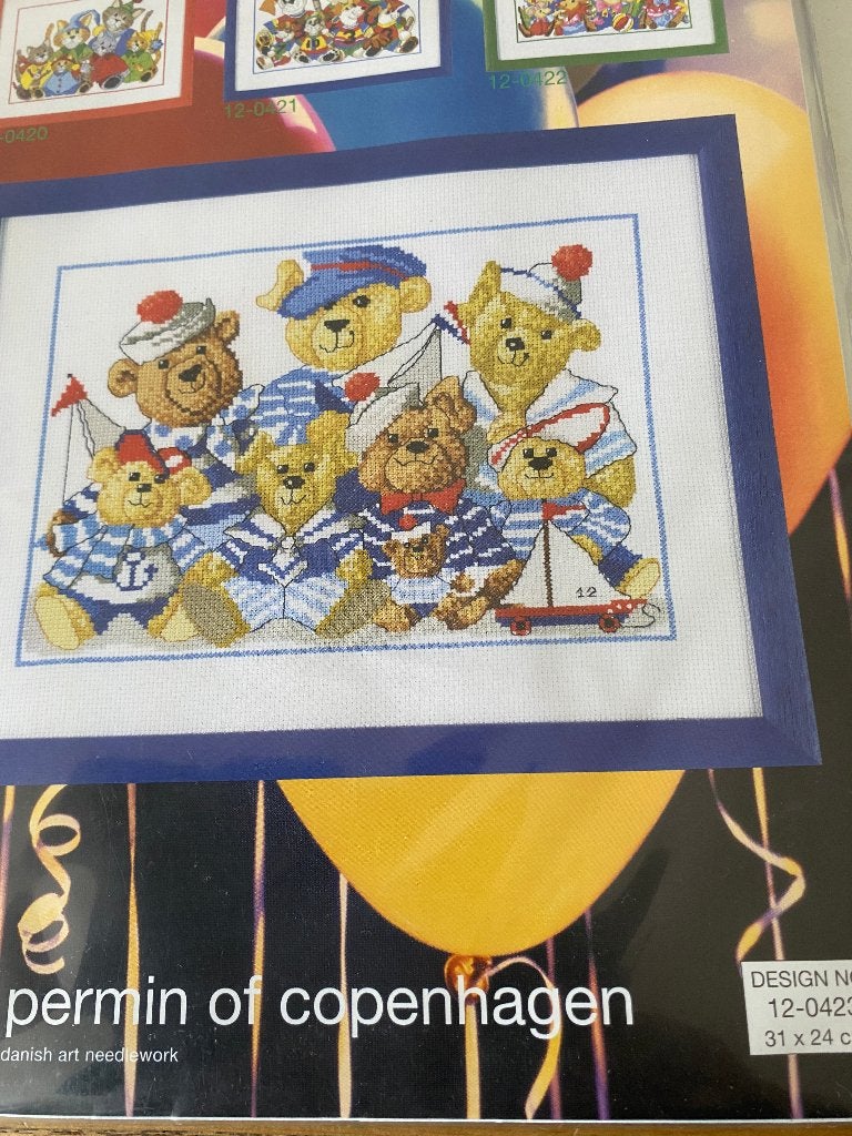 BORDUURPAKKET PERMIN OF COPENHAGEN BERENPARTY, Verzenden, Nieuw, Handborduren, Borduurpakket