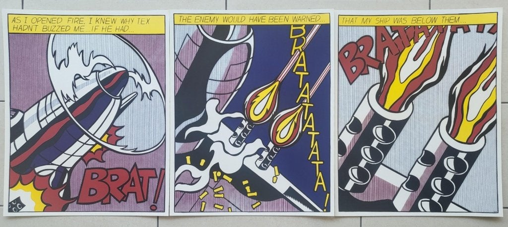 Roy Lichtenstein - Triptiek - "As I opened Fire...", Antiek en Kunst, Verzenden