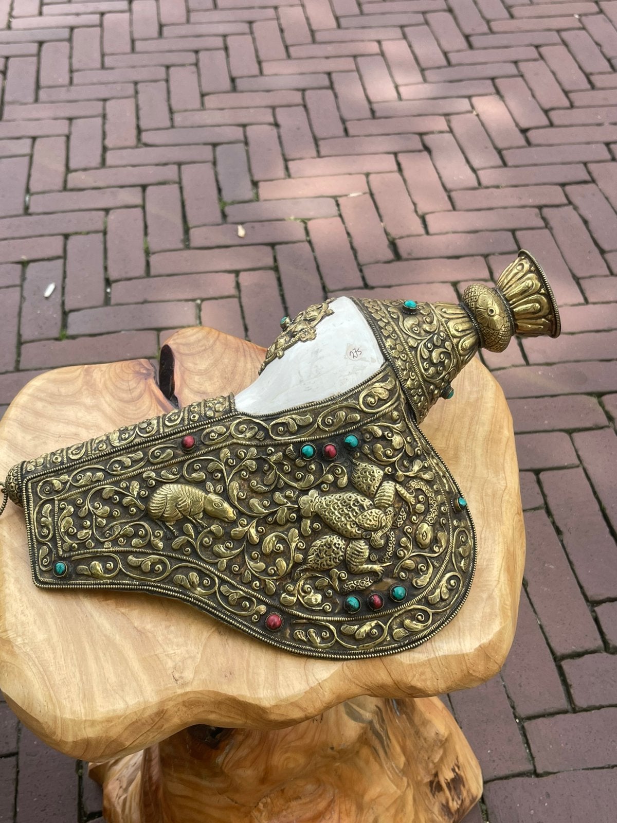 Tibetaanse boeddhistische conch-schelphoorn, B, Ophalen of Verzenden, Zo goed als nieuw, H
