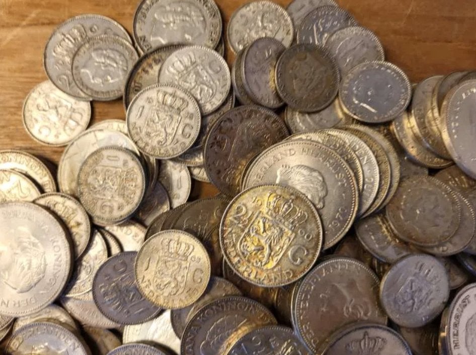 Nederland 1 kilo Netto zilveren munten mix, Ophalen of Verzenden, Zilver