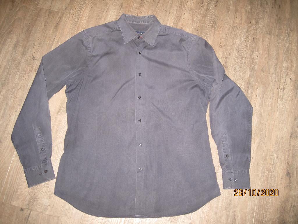 Massimo Dutti donkergrijs overhemd maat L, Kleding | Heren, Overhemden, Ophalen of Verzenden, Halswijdte 41/42 (L), Massimo Dutti