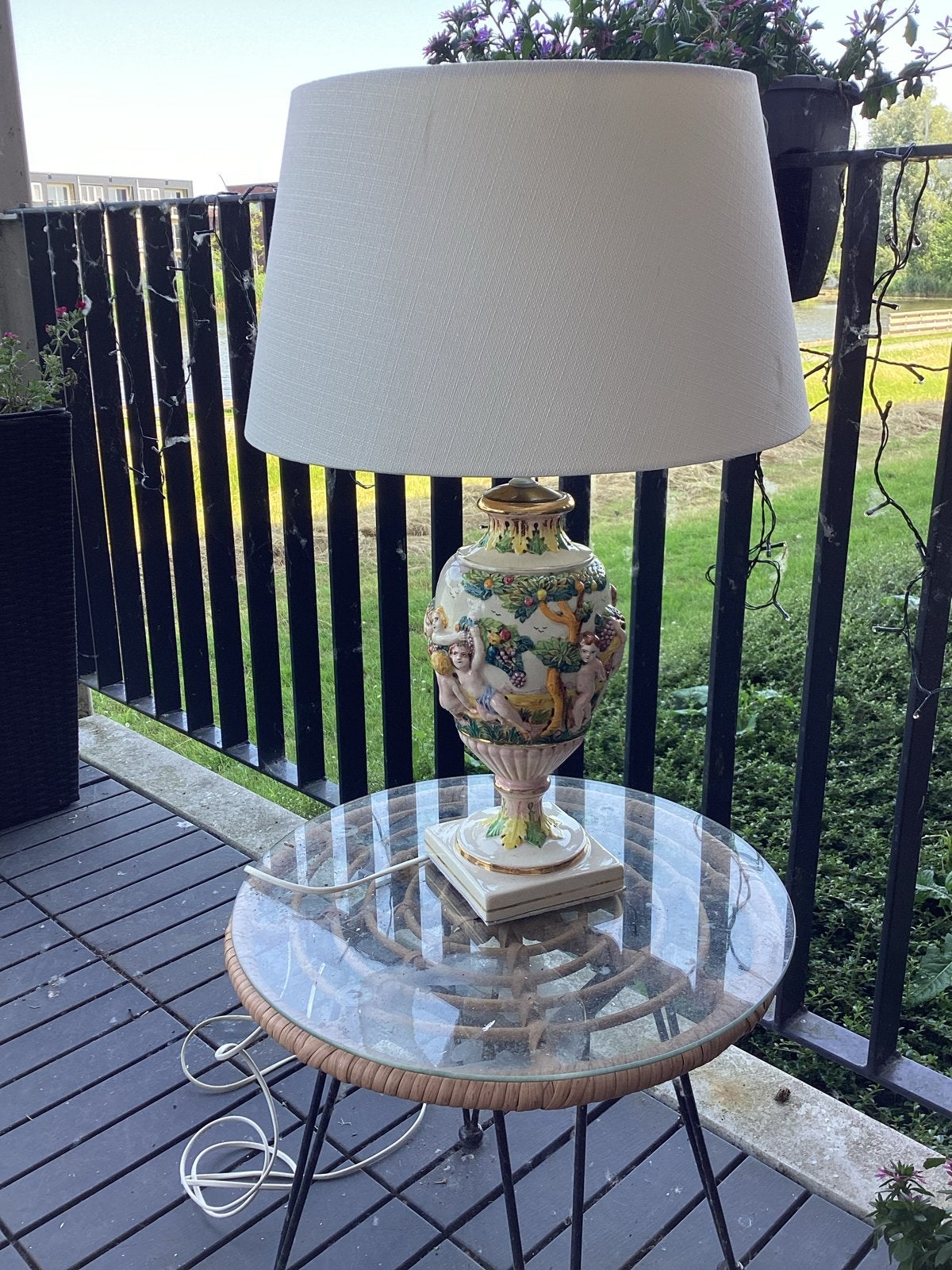 Capodimonte Vintage Italiaanse Tafellamp met Cherubijnen, Antiek en Kunst, Antiek | Lampen, Ophalen of Verzenden