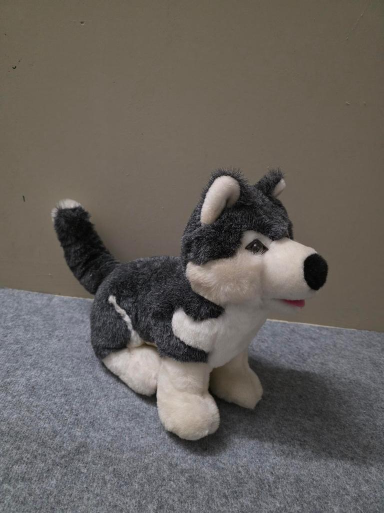 Knuffel Husky - 40 cm, Grijs, Zo goed als nieuw, Middelgroot (20 tot 80 cm), Hond