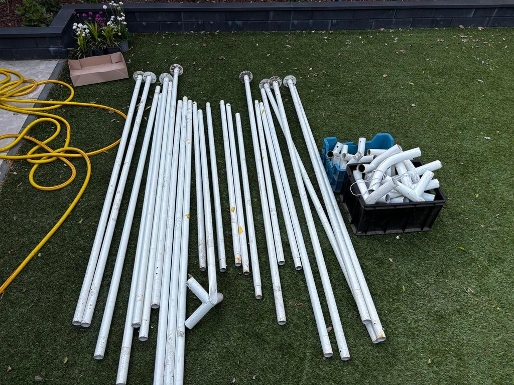 Diverse partytent onderdelen: 4x4, 6x6 en 3,5x3,5m, Tuin en Terras, Partytenten, Ophalen, Gebruikt, Partytent, 6 meter of meer