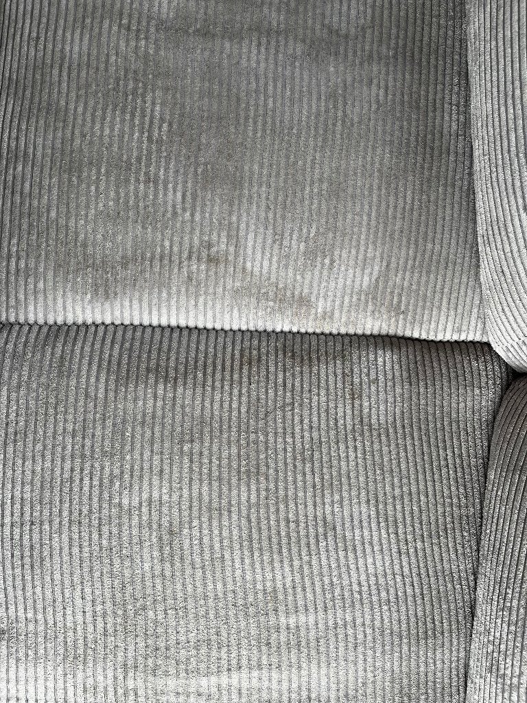 Grijze ribstof hoekbank, Huis en Inrichting, Ophalen, 250 tot 300 cm, Gebruikt, Hoekbank