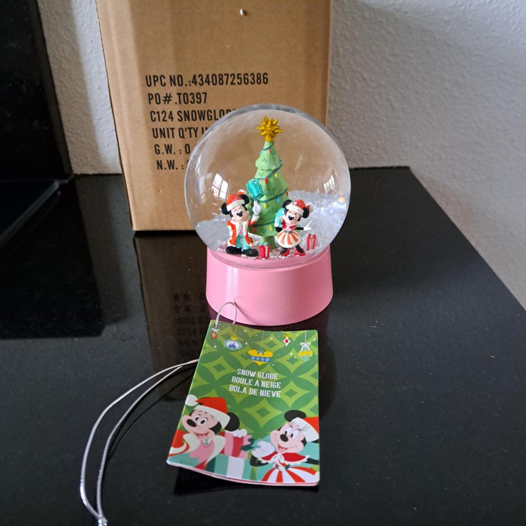 Disney kerst snowglobe mickey minnie mouse nieuw met doos, Verzamelen, Disney, Ophalen, Mickey Mouse, Nieuw, Beeldje of Figuurtje