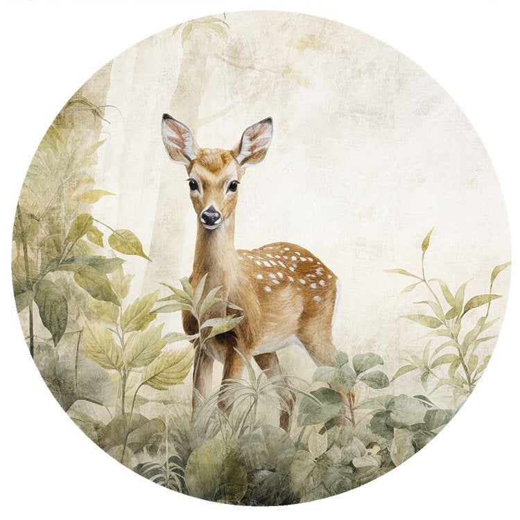 Muurdecoratie Baby Hertje Behangcirkel Ronde Sticker, Verzenden, Nieuw