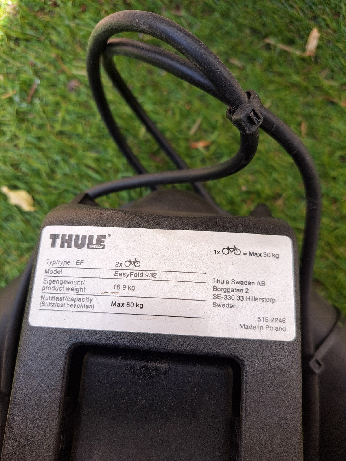 Thule EasyFold 932 Trekhaakdrager voor 2 fietsen, Auto diversen, Fietsendragers, Ophalen, Zo goed als nieuw, 2 fietsen, Trekhaakdrager