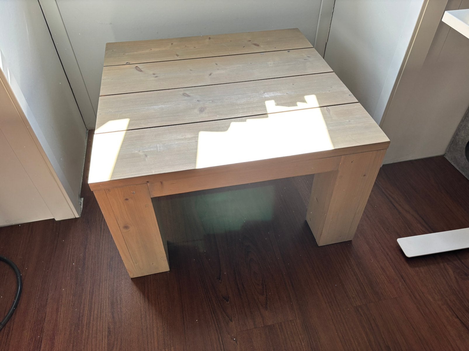 Salontafel steigerhout grey wash 78x78 cm, Ophalen, Gebruikt, 50 tot 100 cm, Vierkant