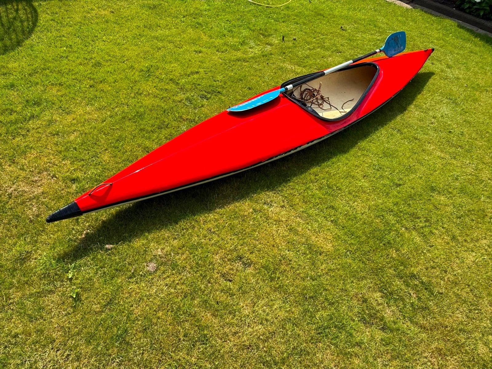 Rode kajak / kano met dubbele peddel, Watersport en Boten, Kano's, Gebruikt, Kajak, Eén persoon, Met peddels, Ophalen