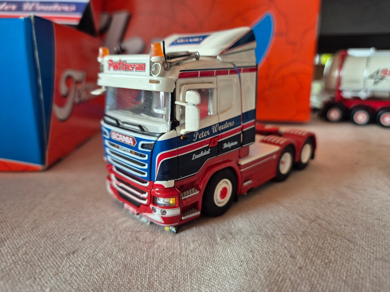 Tekno Scania R580 Peter Wouters Pwt thermo Schaal 1:50, Ophalen of Verzenden, Zo goed als nieuw, Bus of Vrachtwagen, Tekno