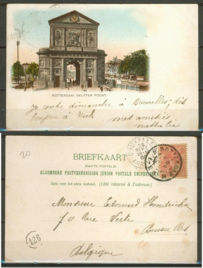 Rotterdam 1908 Delfter Poort Ansichtkaart a-8c jdu, Verzenden, Voor 1920, Gelopen, Zuid-Holland