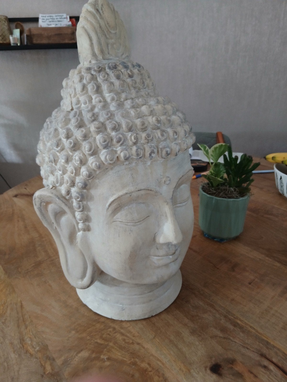 Boeddha hoofd decoratie -, Ophalen, Zo goed als nieuw, Overige materialen, Beige