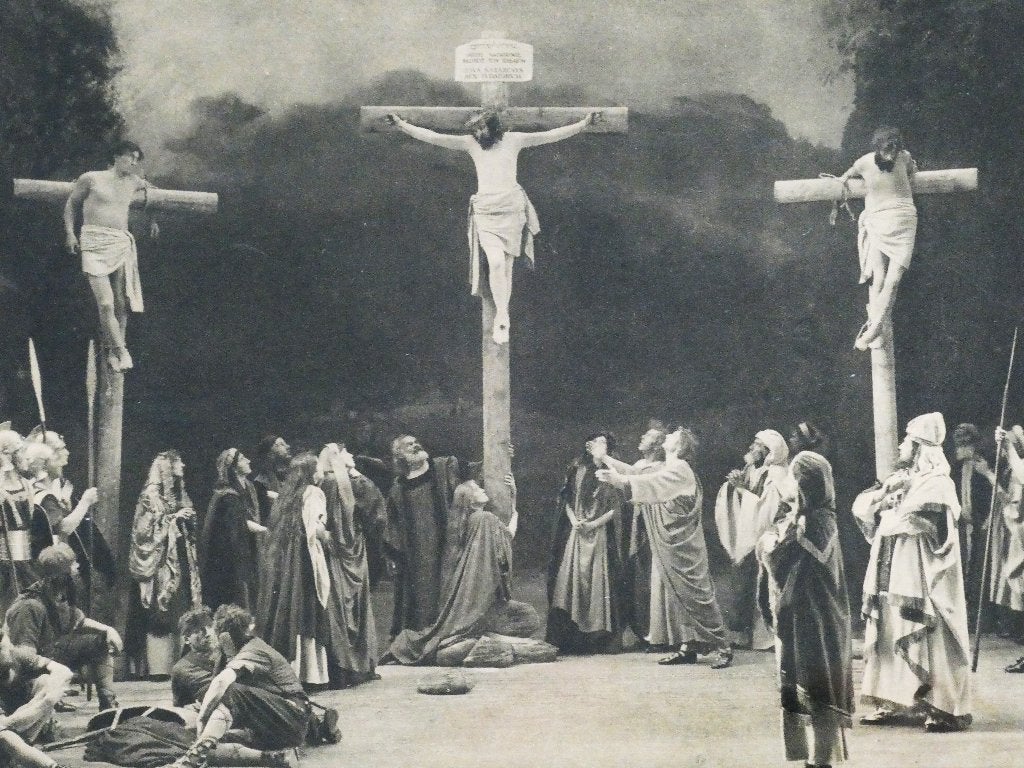 Oberammergauer Passiespelen 1922 Oberammergau kruisiging, Ophalen of Verzenden