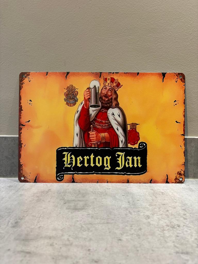 Mancave Bar Café Wanddecoratie metalen bordje Hertog Jan, Ophalen of Verzenden, Zo goed als nieuw, Reclamebord, Plaat of Schild