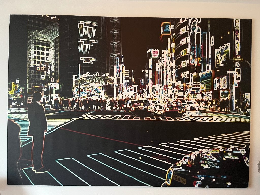 IKEA PREMIÄR - NEON NIGHTS, Ophalen, Gebruikt, 125 cm of meer, Schilderij