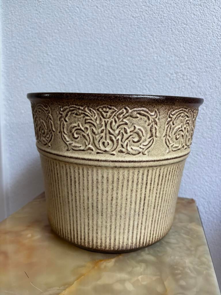 Vintage bloempot Scheurich Keramik West-Germany 19x23 cm, Rond, Ophalen of Verzenden, Zo goed als nieuw, Aardewerk