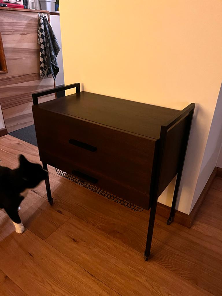 Vintage midcentury trolley kastje met lades en wieltjes, Ophalen