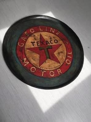 Vintage Metalen Texaco Reclamebord - Gasoline Motor Oil, Ophalen, Gebruikt, Reclamebord