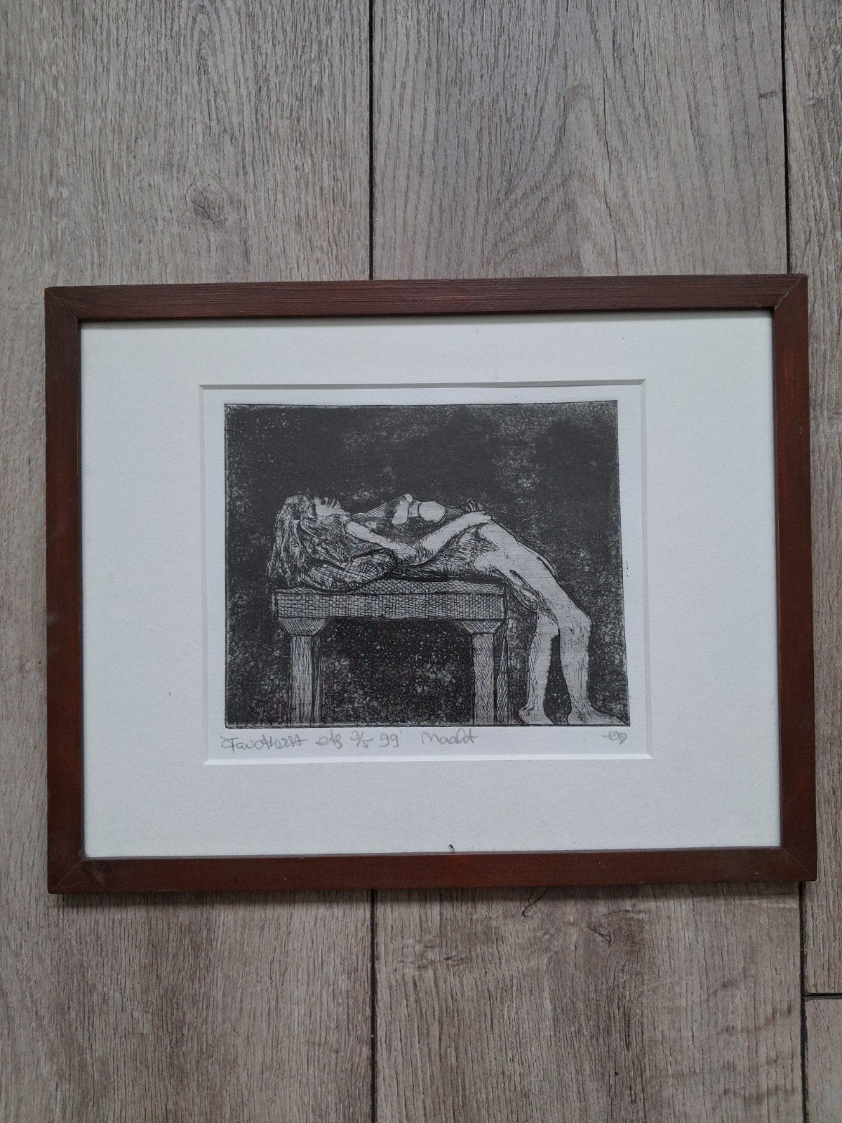 Frits Anton vd Horst - Ets 'Macht', Antiek en Kunst, Kunst | Etsen en Gravures, Dagelijks leven, 34 cm, Ingelijst, 27 cm