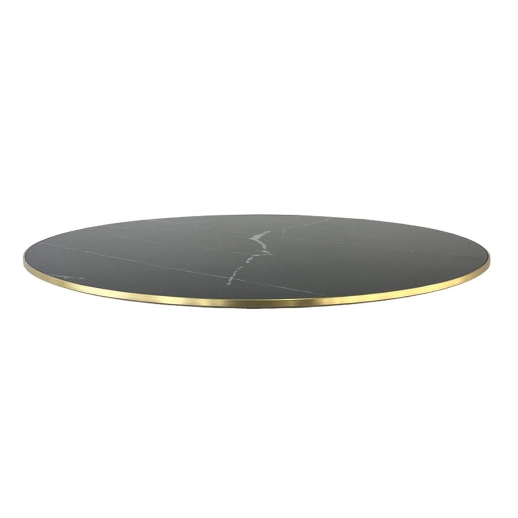 Tafelblad zwart marmerlook met gouden sierring rond 60 cm, Ophalen of Verzenden, Nieuw