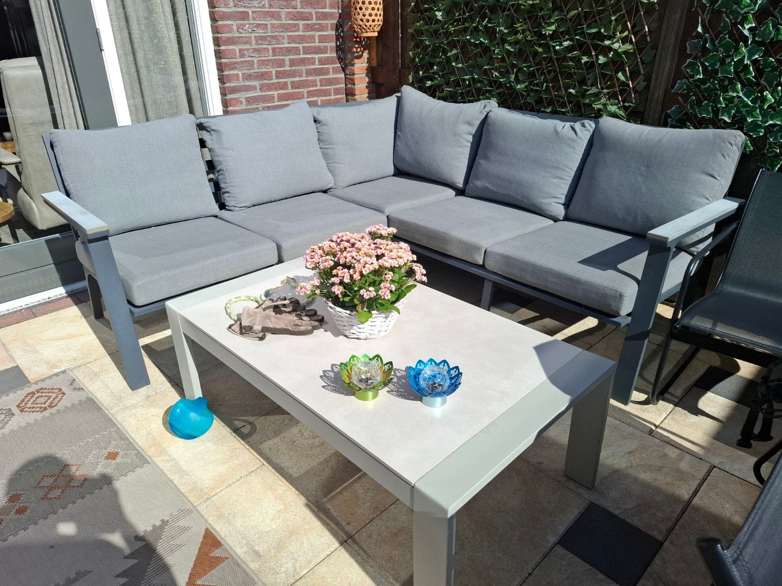 Mooie aluminium tuinset inclusief kussens, Ophalen, 5 zitplaatsen, Aluminium, Loungeset