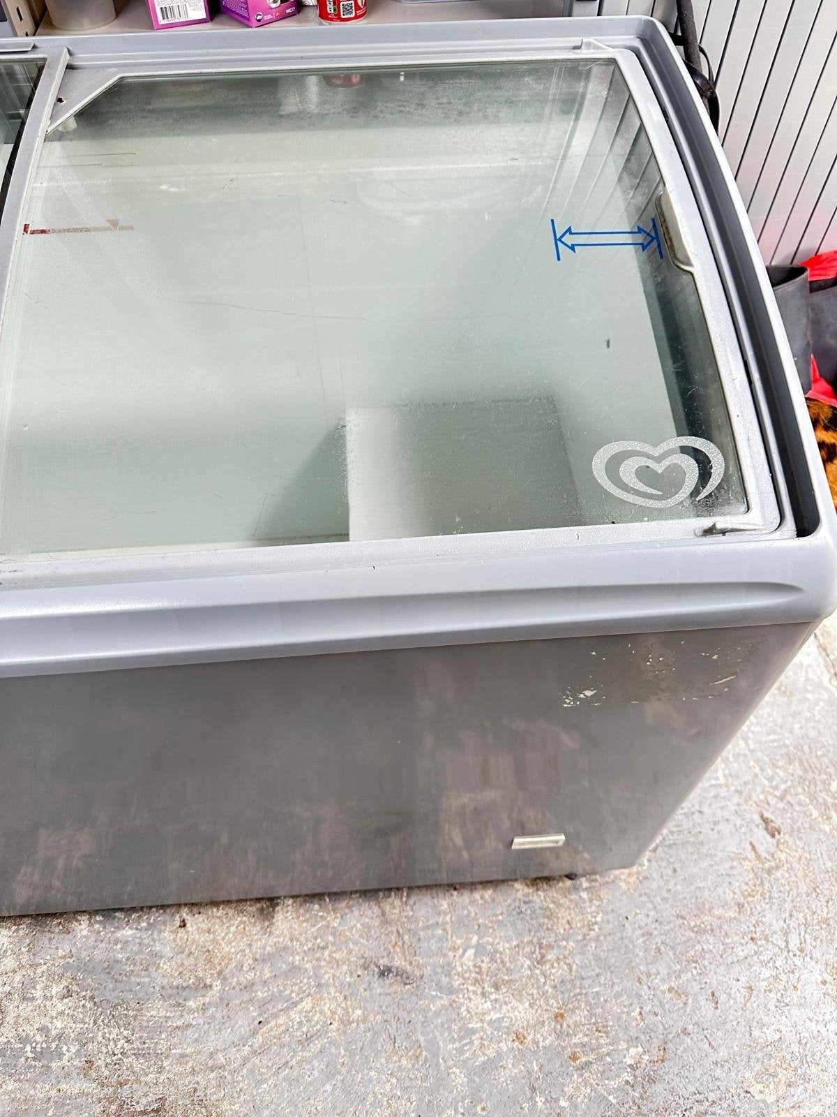 Vrieskist met glazen schuifdeksel - Ideaal voor horeca, Ophalen, Vrieskist, Gebruikt, Minder dan 85 cm